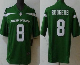 Men's New York Jets #8 Aaron Rodgers Limited Green FUSE Vapor Jersey