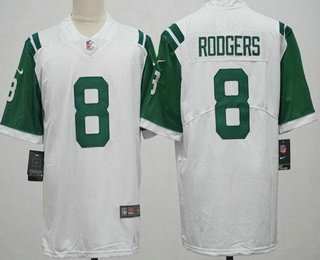 Men's New York Jets #8 Aaron Rodgers Limited White Classic Vapor Jersey