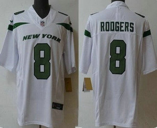 Men's New York Jets #8 Aaron Rodgers Limited White FUSE Vapor Jersey