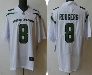 Men's New York Jets #8 Aaron Rodgers White 2023 Vapor Untouchable Stitched Nike Limited Jersey