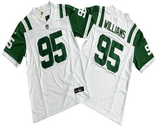 Men's New York Jets #95 Quinnen Williams Limited FUSE White Classic Vapor Jersey