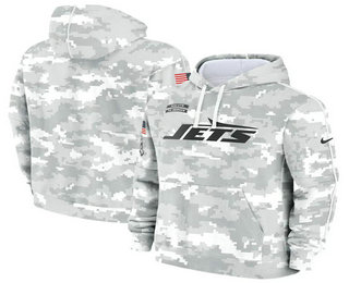 Men's New York Jets 2024 Camo Salute to Service Club Fleece Pullover Hoodie