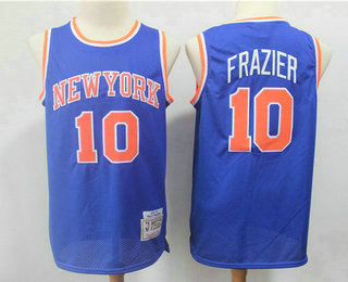 Men's New York Knicks #10 Walt Frazier 1972-73 Blue Throwback Swingman Jersey