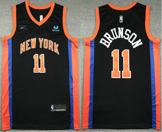 Men's New York Knicks #11 Jalen Brunson Black 2023 City Icon Sponsor Swingman Jersey