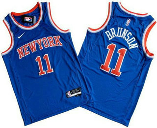 Men's New York Knicks #11 Jalen Brunson Blue Icon Swingman Jersey