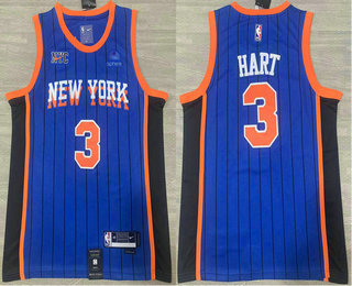 Men's New York Knicks #11 Josh Hart Blue 2023 City Icon Sponsor Swingman Jersey