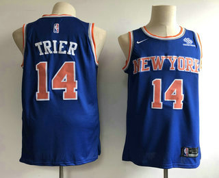 Men's New York Knicks #14 Allonzo Trier New Blue 2018 Nike Swingman Stitched NBA Jersey With The Sponsor Logo