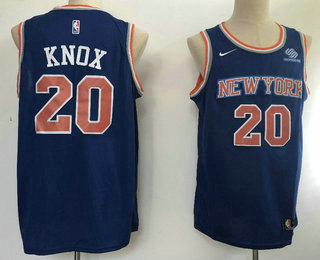 Men's New York Knicks #20 Kevin Knox New Blue 2017-2018 Nike Swingman Squarespace Stitched NBA Jersey