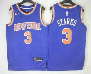 Men's New York Knicks #3 John Starks New Blue 2017-2018 Nike Authentic Stitched NBA Jersey