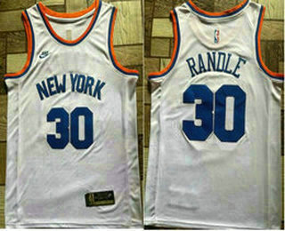 Men's New York Knicks #30 Julius Randle White White 75th anniversary Authentic Stitched NBA Jersey