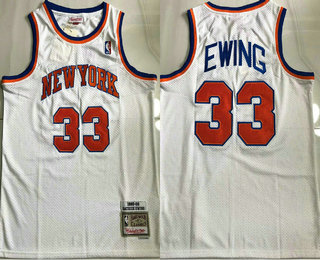 Men's New York Knicks #33 Patrick Ewing White 1991-92 Hardwood Classics Soul AU Throwback Jersey