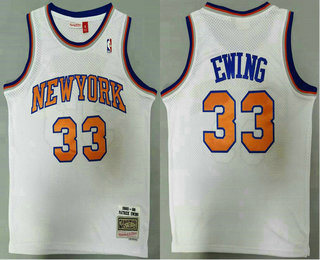 Men's New York Knicks #33 Patrick Ewing White 1991-92 Hardwood Classics Soul Swingman Throwback Jersey