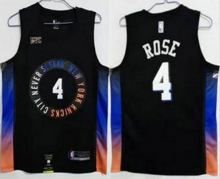 Men's New York Knicks #4 Derrick Rose Black 2021 City Icon Swingman Jersey