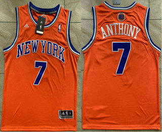 Men's New York Knicks #7 Carmelo Anthony Orange Revolution 30 Swingman Jersey