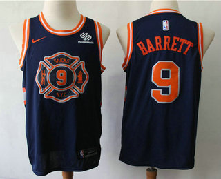 Men's New York Knicks #9 RJ Barrett Blue 2019 Nike City Edition Swingman Squarespace Stitched NBA Jersey