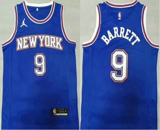 Men's New York Knicks #9 RJ Barrett NEW Blue 2021 Brand Jordan Swingman Stitched NBA Jersey