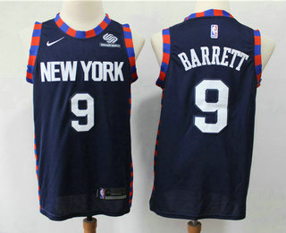 Men's New York Knicks #9 RJ Barrett Navy Blue 2019 Nike City Edition Swingman Squarespace Stitched NBA Jersey