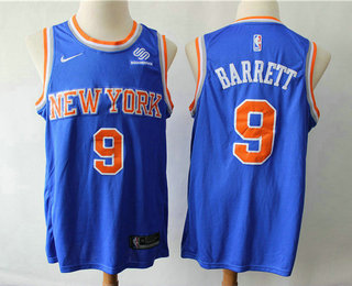 Men's New York Knicks #9 RJ Barrett New Blue 2019 Nike Swingman Stitched NBA Jersey With The Sponsor Logo