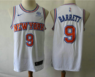 Men's New York Knicks #9 RJ Barrett New White 2019 Nike Hardwood Classics Soul Swingman Throwback Jersey With The Sponsor Logo