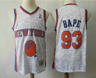 Men's New York Knicks #93 Bape Mitchell & Ness x BAPE White Swingman Jersey