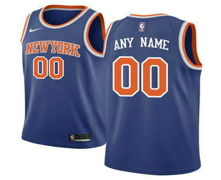 Men's New York Knicks Nike Blue Swingman Custom Jersey - Icon Edition