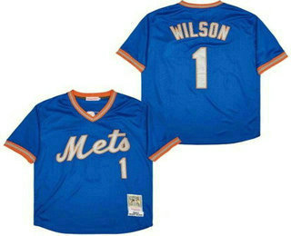 Men's New York Mets #1 Mookie Wilson Blue 1983 Throwback Jersey