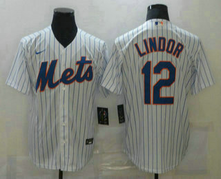 Men's New York Mets #12 Francisco Lindor White Stitched MLB Cool Base Nike Jersey