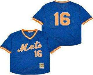 Men's New York Mets #16 Dwight Gooden Blue Mesh Throwback Jersey