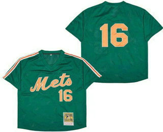 Men's New York Mets #16 Dwight Gooden Green Mesh Throwback Jersey