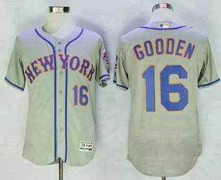 Men's New York Mets #16 Dwight Gooden Retired Gray Stitched MLB 2016 Majestic Flex Base Jersey