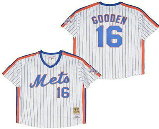 Men's New York Mets #16 Dwight Gooden White 1986 Throwback Jersey