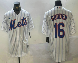 Men's New York Mets #16 Dwight Gooden White Cool Base Stitched Jersey