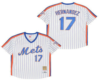 Men's New York Mets #17 Keith Hernandez 1983 White Throwback Jersey