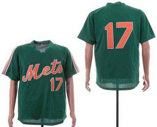 Men's New York Mets #17 Keith Hernandez Green Mesh Throwback Jersey