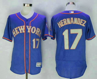 Men's New York Mets #17 Keith Hernandez Retired Blue With Gray 2016 Flexbase Majestic Baseball Jersey