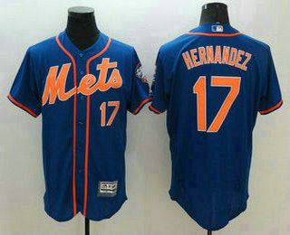 Men's New York Mets #17 Keith Hernandez Retired Blue With Orange 2016 Flexbase Majestic Baseball Jersey