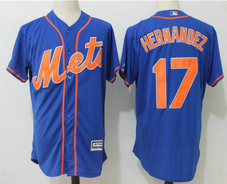 Men's New York Mets #17 Keith Hernandez Retired Royal Blue with Orange Stitched MLB Majestic Cool Base Jersey