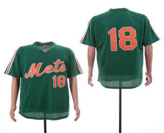 Men's New York Mets #18 Darryl Strawberry Green Mesh Batting Practice Throwback Jersey By Mitchell & Ness