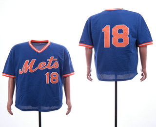 Men's New York Mets #18 Darryl Strawberry Royal Blue Mesh Batting Practice Throwback Jersey By Mitchell & Ness