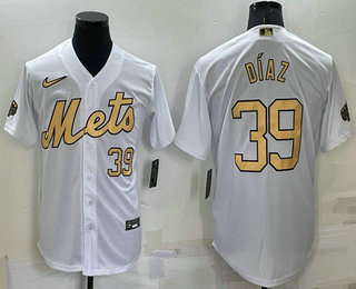 Men's New York Mets #39 Edwin Diaz Number White 2022 All Star Stitched Cool Base Nike Jersey