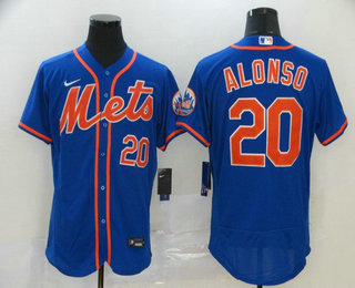 Men's New York Mets #20 Pete Alonso Blue Stitched MLB Flex Base Nike Jersey