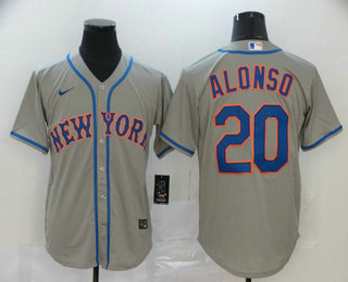 Men's New York Mets #20 Pete Alonso Gray Stitched MLB Cool Base Nike Jersey