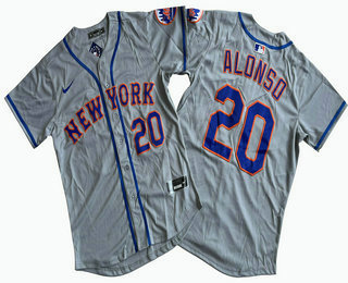 Men's New York Mets #20 Pete Alonso Grey Limited Stitched Jersey