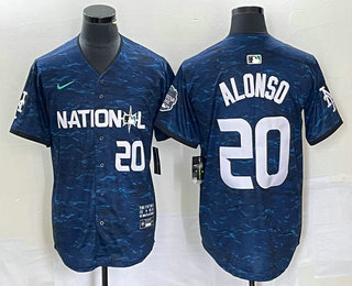 Men's New York Mets #20 Pete Alonso Number Royal 2023 All Star Cool Base Stitched Baseball Jersey