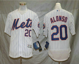 Men's New York Mets #20 Pete Alonso White White Home Stitched MLB Flex Base Jersey