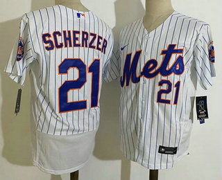 Men's New York Mets #21 Max Scherzer White Stitched MLB Flex Base Nike Jersey