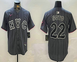 Men's New York Mets #22 Juan Soto Grey 2024 City Connect Cool Base Limited Stitched Jersey