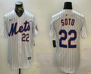 Men's New York Mets #22 Juan Soto Number White Cool Base Limited Stitched Jersey