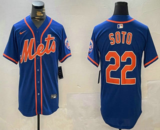 Men's New York Mets #22 Juan Soto Royal 2024 Cool Base Limited Stitched Jersey