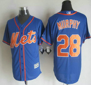 Men's New York Mets #28 Daniel Murphy Alternate Blue With Orange 2015 MLB Cool Base Jersey